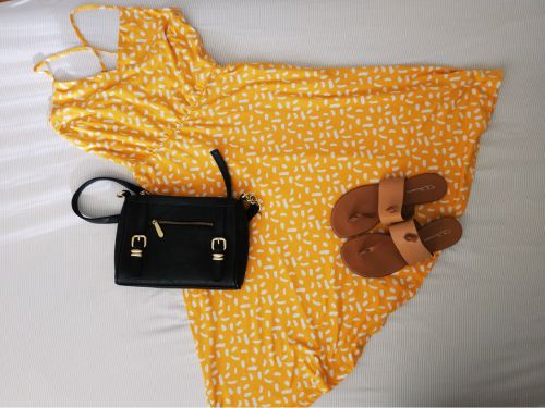 sundress with flat sandals for lazy days
